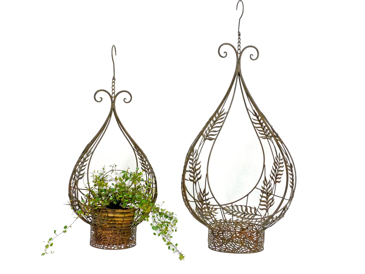 Nostalgie Blumenampel Metall Korb Hängekorb Pflanzen Blumenkorb antik