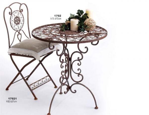 Nostalgischer Tisch Tecla Metall Gartentisch D 70 cm