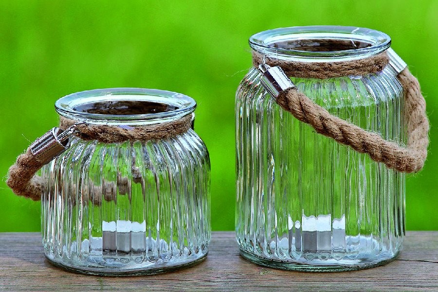 Glas Teelichthalter m. Henkel Windlicht