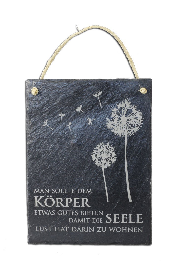 Schiefertafel Man sollte dem Körper etwas gutes bieten Schiefer Schild