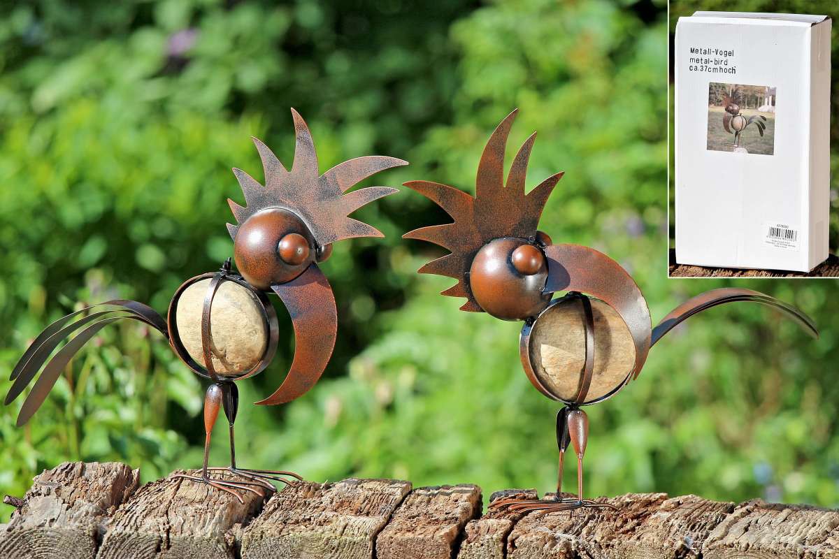 DekoVogel Shabby Vintage Dekofigur Metall H 37cm, 2er Set