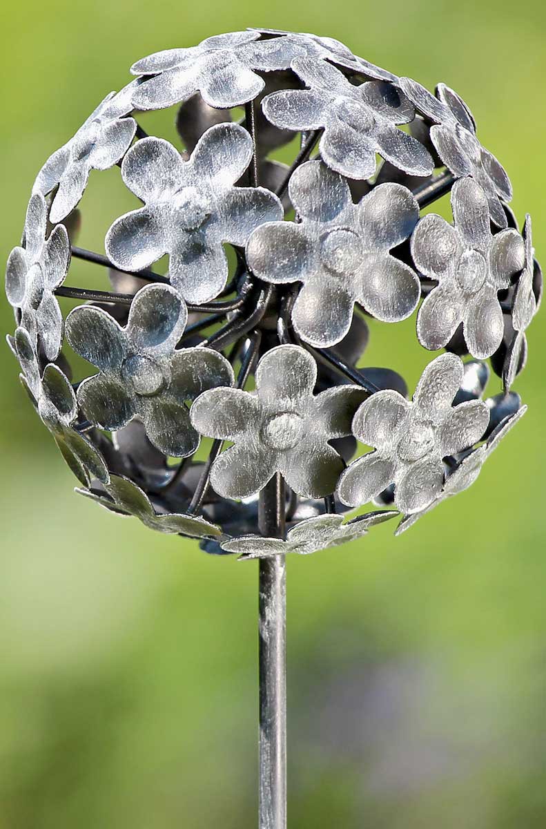 Gartenstab "Kugel" Gartenstecker Metall H 110cm, Blumen Muster