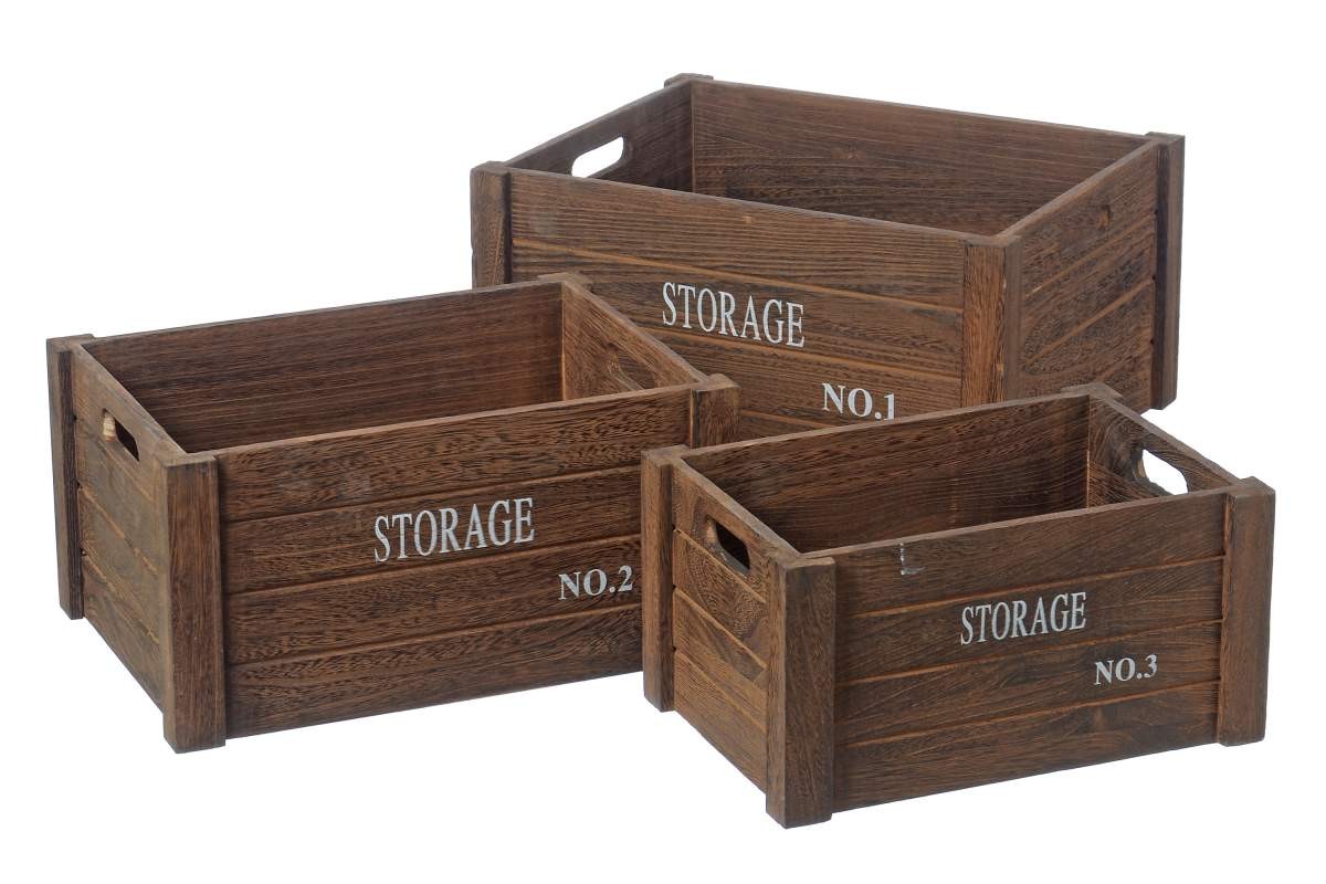 Holzkiste Storage Aufbewahrungsbox Shabby Vintage Kiste antik braun