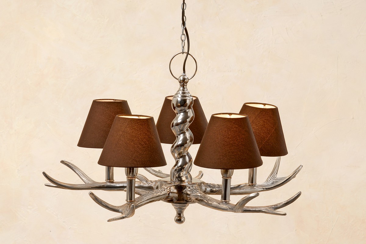 Deckenlampe Hirsch Geweih Landhaus Deckenleuchte Antik Kronleuchter 5 Armig