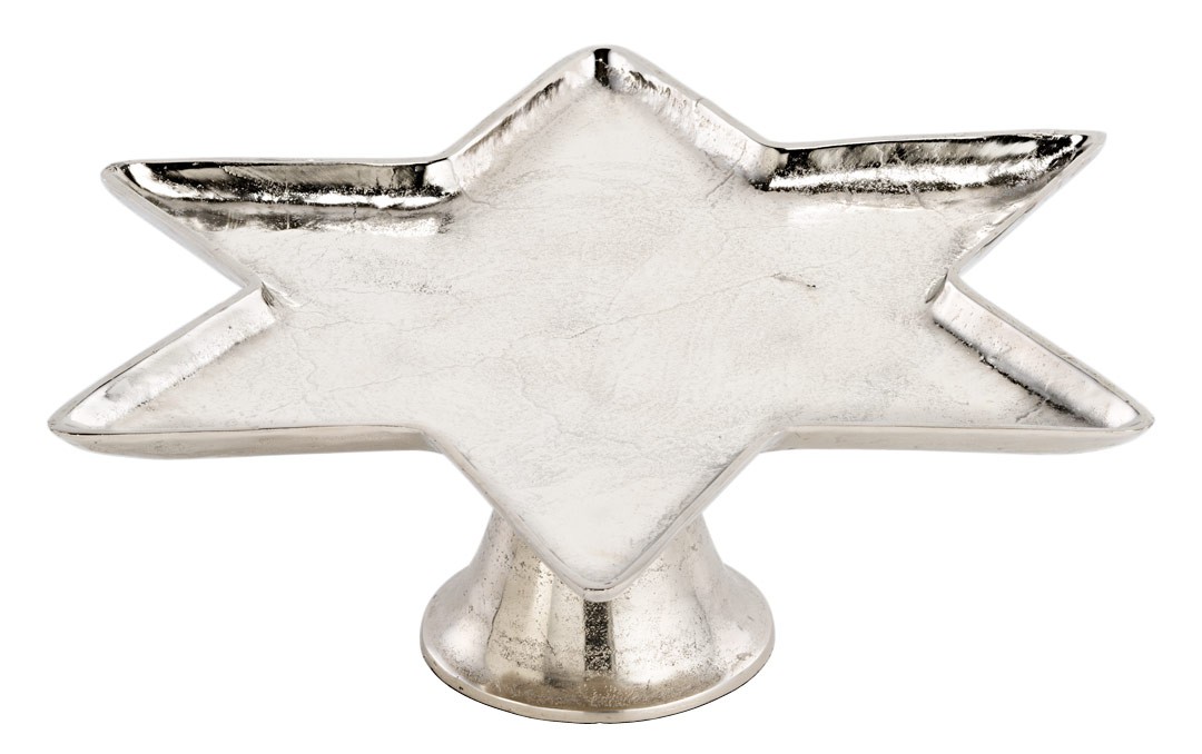 3130 Alu Platte Stern auf Fuss Schale Dekoteller antike