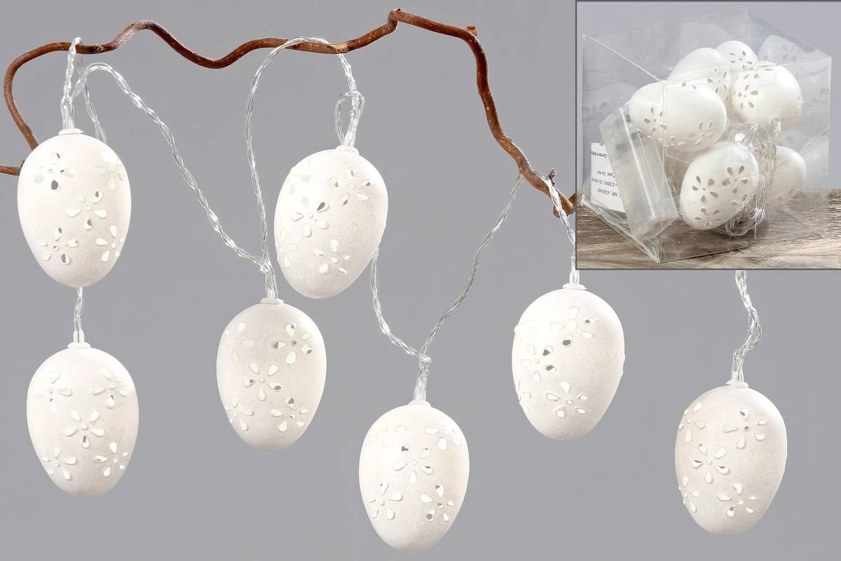 2173 LED Lichterkette  Osterei  mit 7 Lichtern in weiss