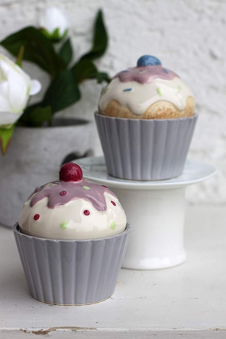 Keramikdosen - Muffin - mit Deckel Shabby Chic Vorratsdosen