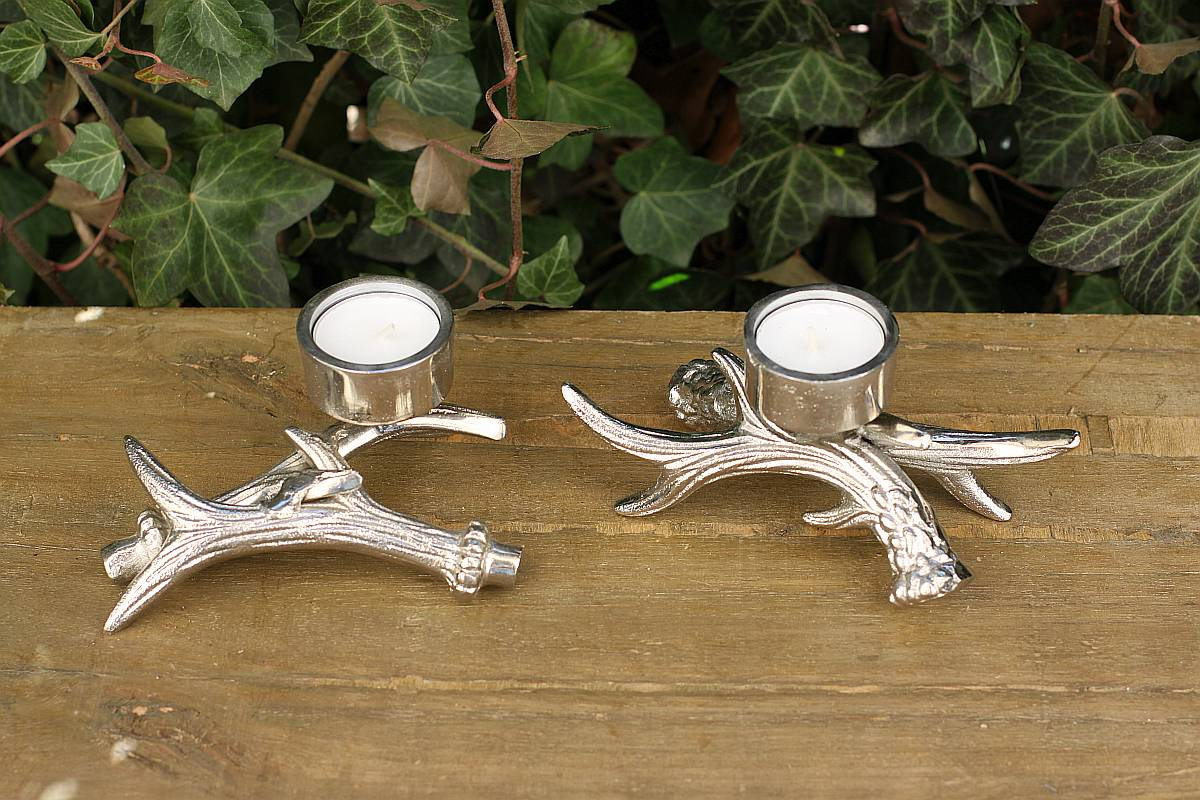 2856 Kerzenhalter Hirsch  Geweih Landhaus Kerzenleuc