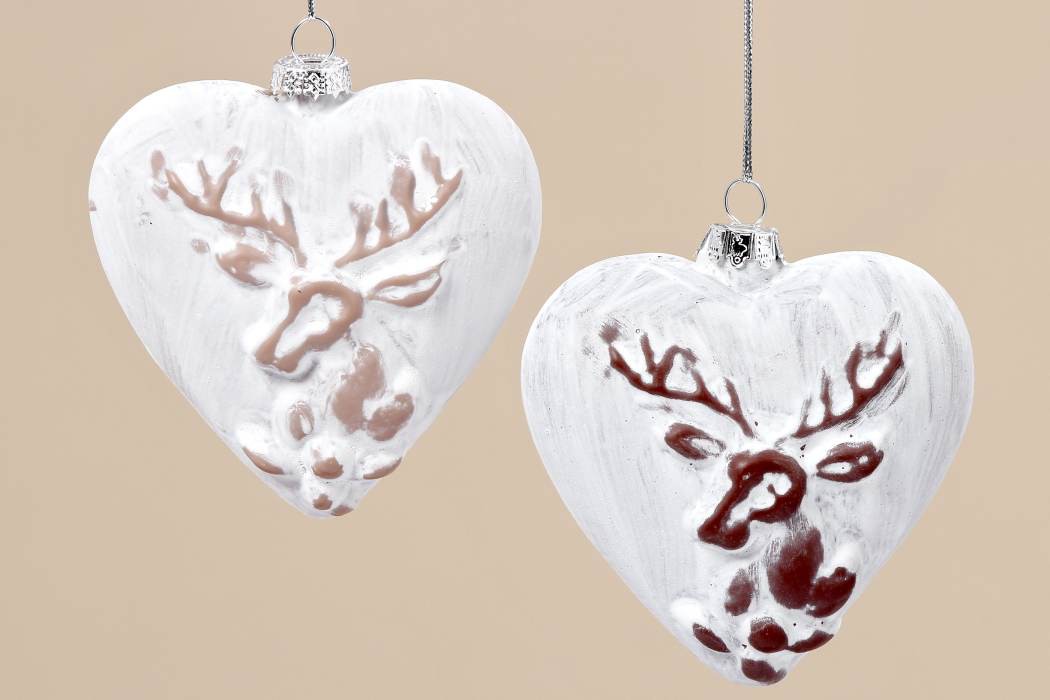 Deko Hänger Herz 2er Set Geschenkanhänger Fensterhänger Hirsch